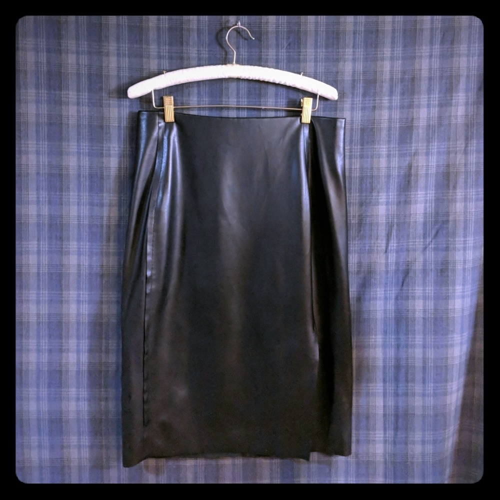 Leather Pencil Skirt w/ Slit